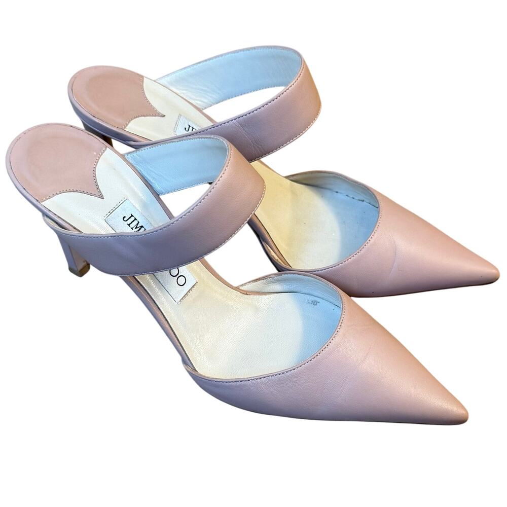 Jimmy Choo Cheri Pump 85 Heel Nappa Leather Pointy-Toe Powder Pink Women 38.5